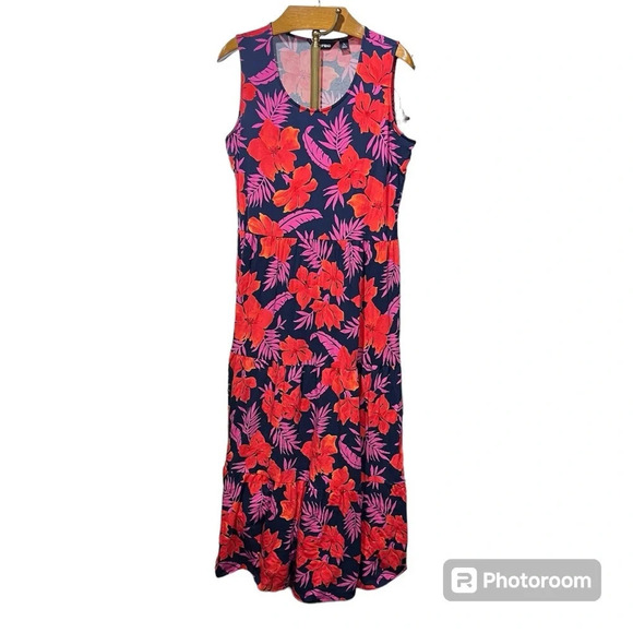 Lands' End Dresses & Skirts - LANDS’ END ~ Hawaiian Beachy Floral Sleeveless Tiered Maxi Dress Modal